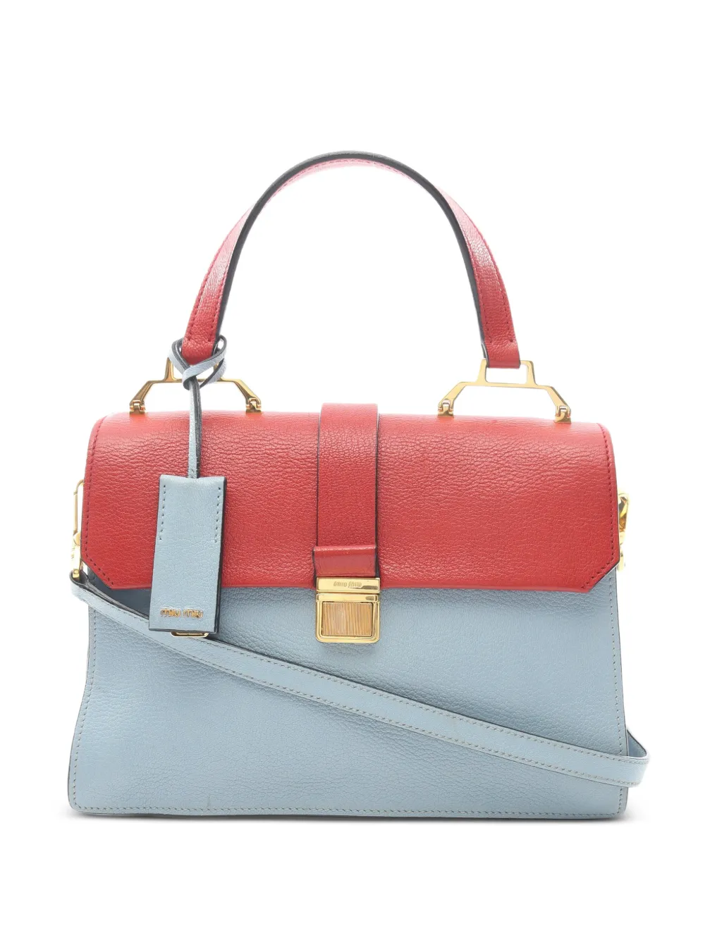 Miu Miu Pre-Owned 2000s Madras leather handbag - Blu