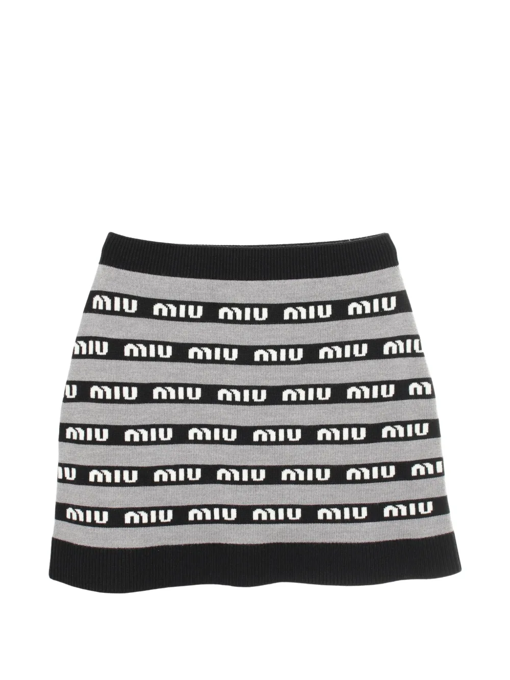 Miu Miu Pre-Owned 2020s mini logo-knit skirt - Nero