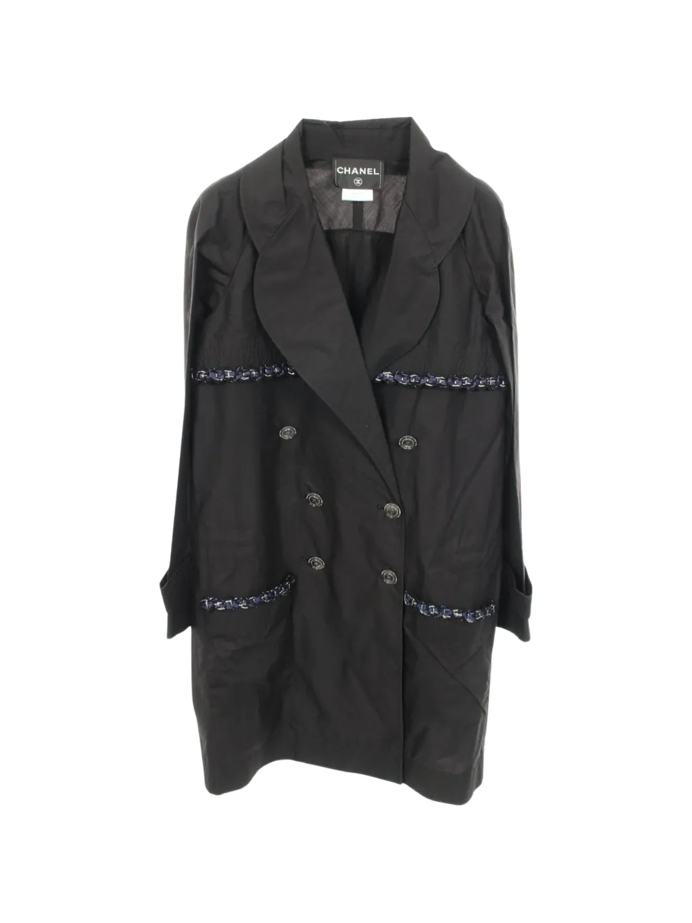 CHANEL Pre-Owned 1986-1988 Coco Mark double-breasted coat - Black