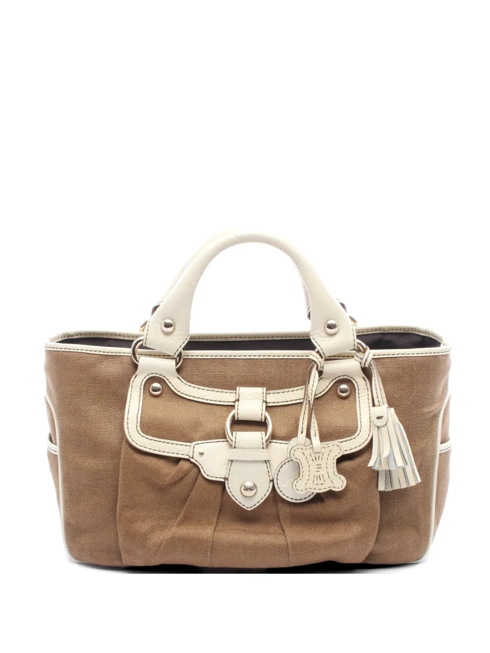 Celine Pre-Owned 2000s Boogie leather-trim tote bag - Brown