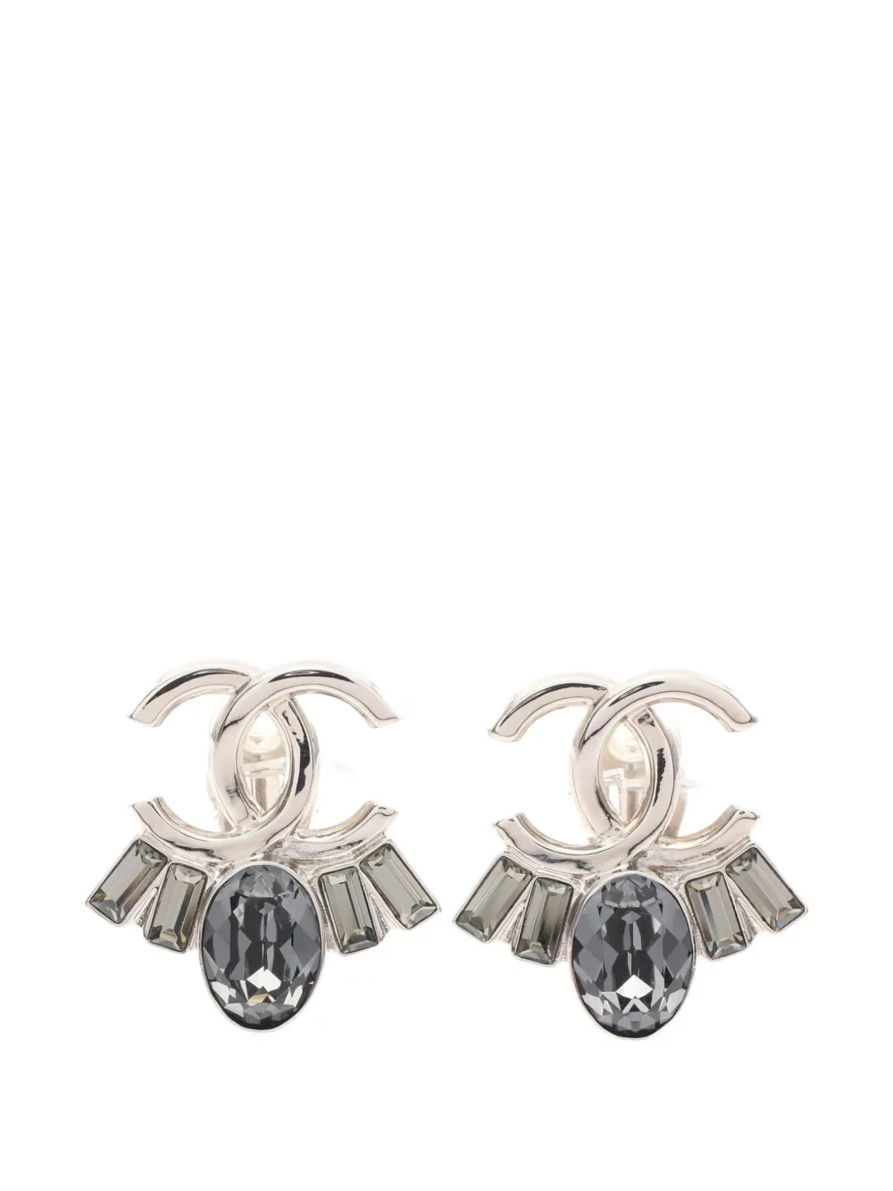 CHANEL Pre-Owned 1986-1988 Coco Mark crystal earrings - Silver
