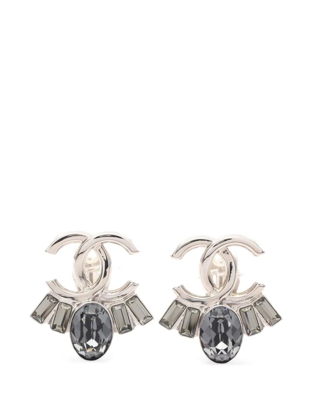 CHANEL Pre-Owned 1986-1988 Coco Mark crystal earrings - Argento