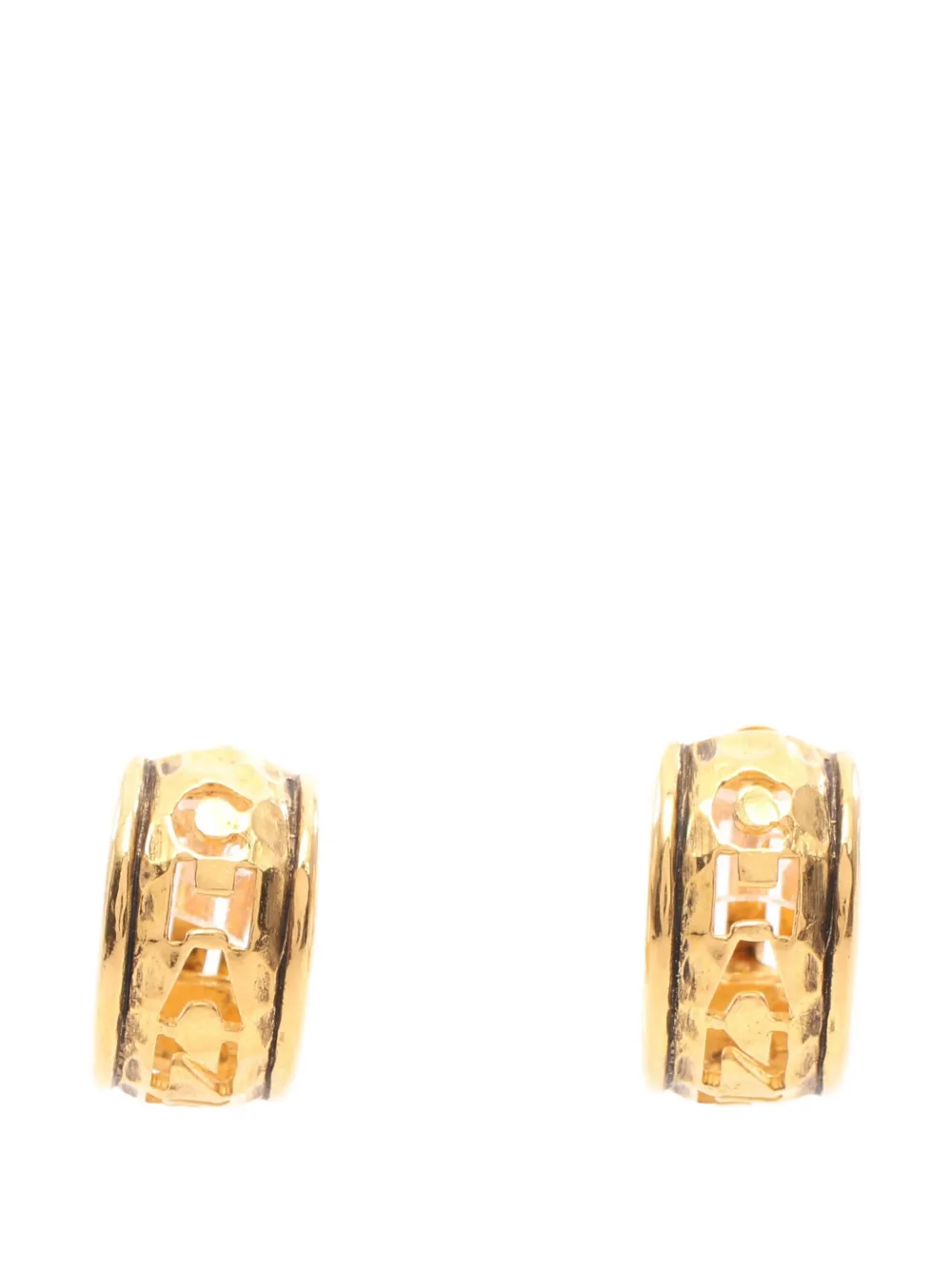 CHANEL Pre-Owned 1986-1988 cut-out-logo clip-on hoop earrings - Oro