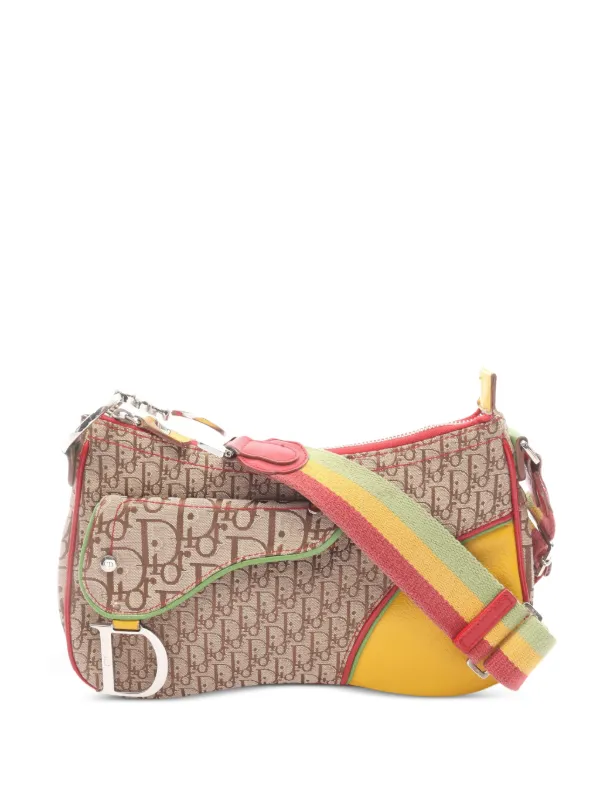 Dior Pre-owned 2000s Rasta Trotter Saddle Shoulder Bag in Neutrals