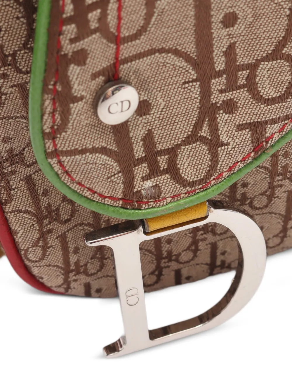 Dior Pre-owned 2000s Rasta Trotter Saddle Shoulder Bag in Neutrals, view 3