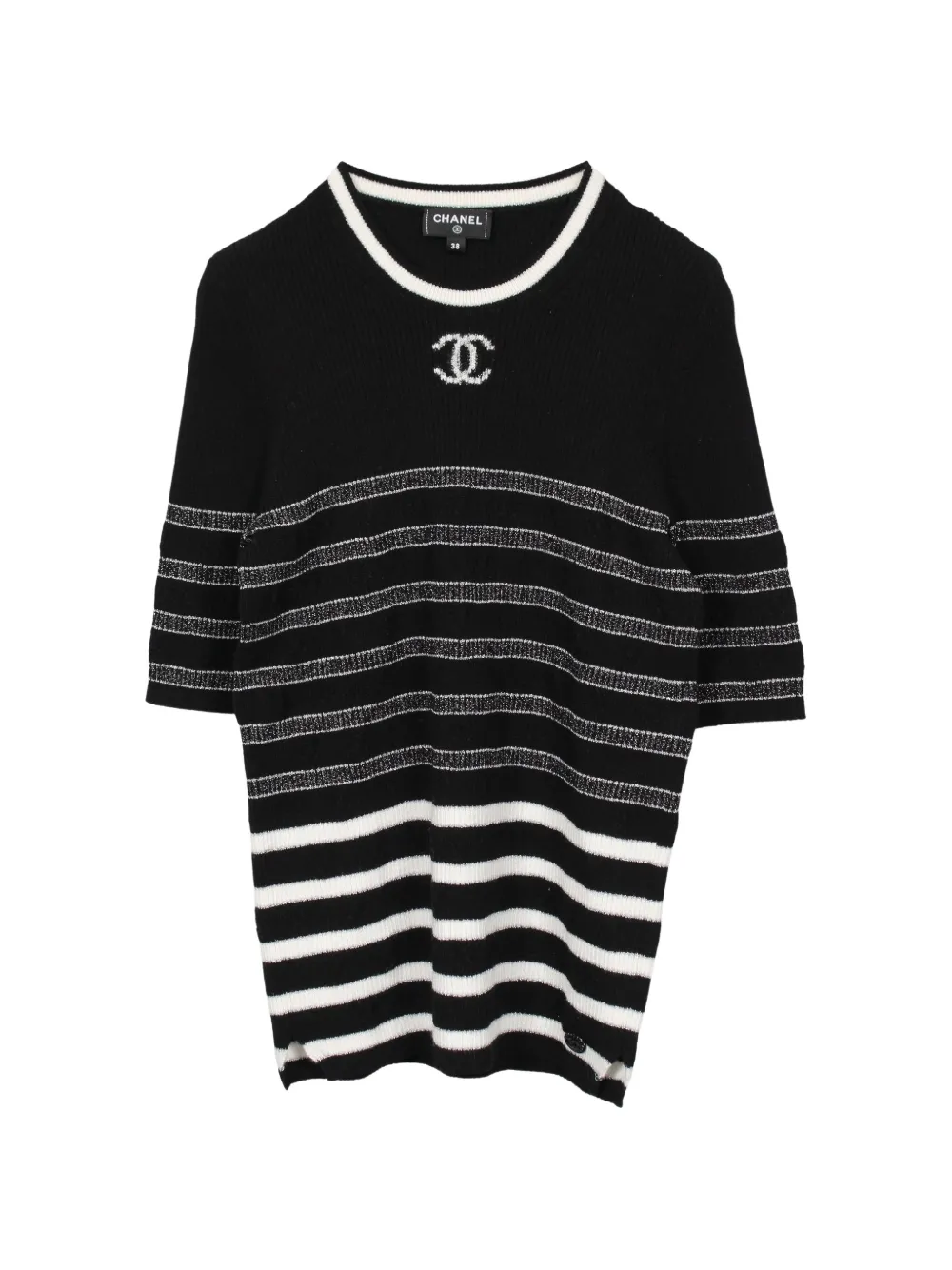 CHANEL Pre-Owned 1986-1988 Coco Mark striped sweater - Black