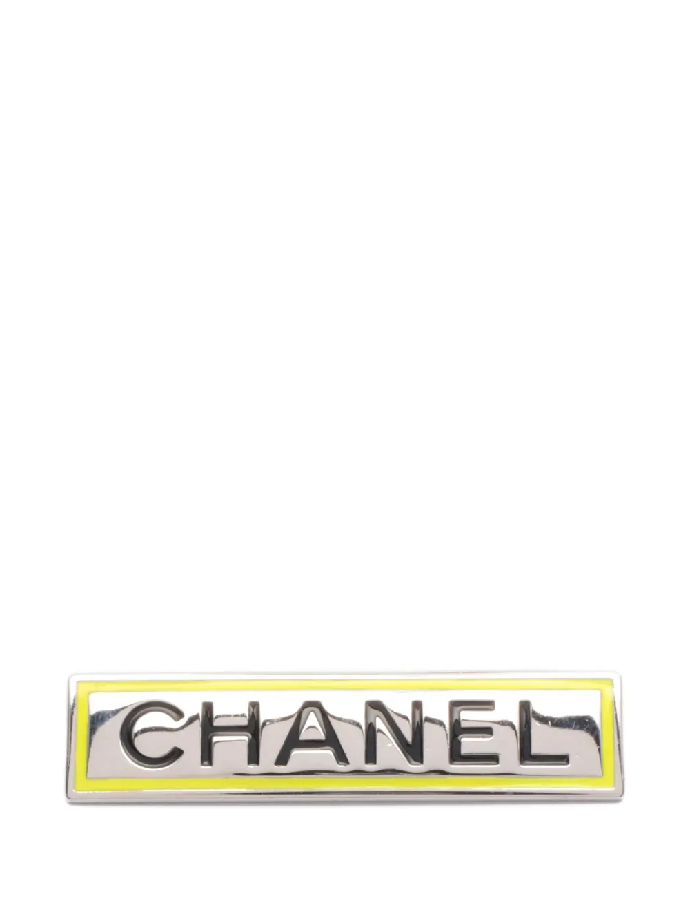CHANEL Pre-Owned 1986-1988 logo-plate brooch - Silber
