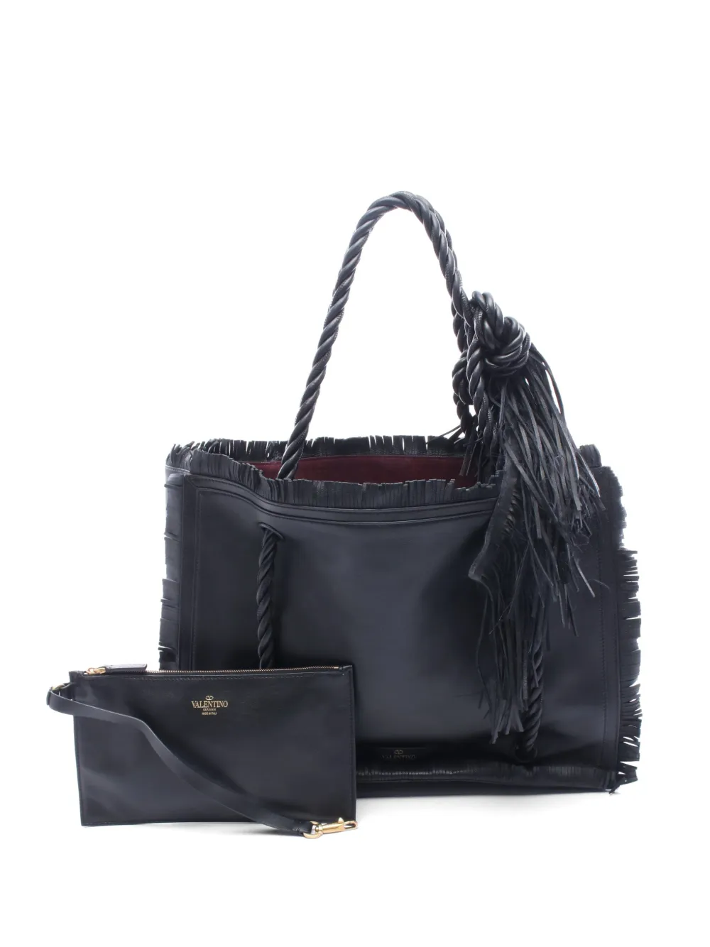Valentino Garavani Pre-Owned 2000s fringe leather shoulder bag - Schwarz