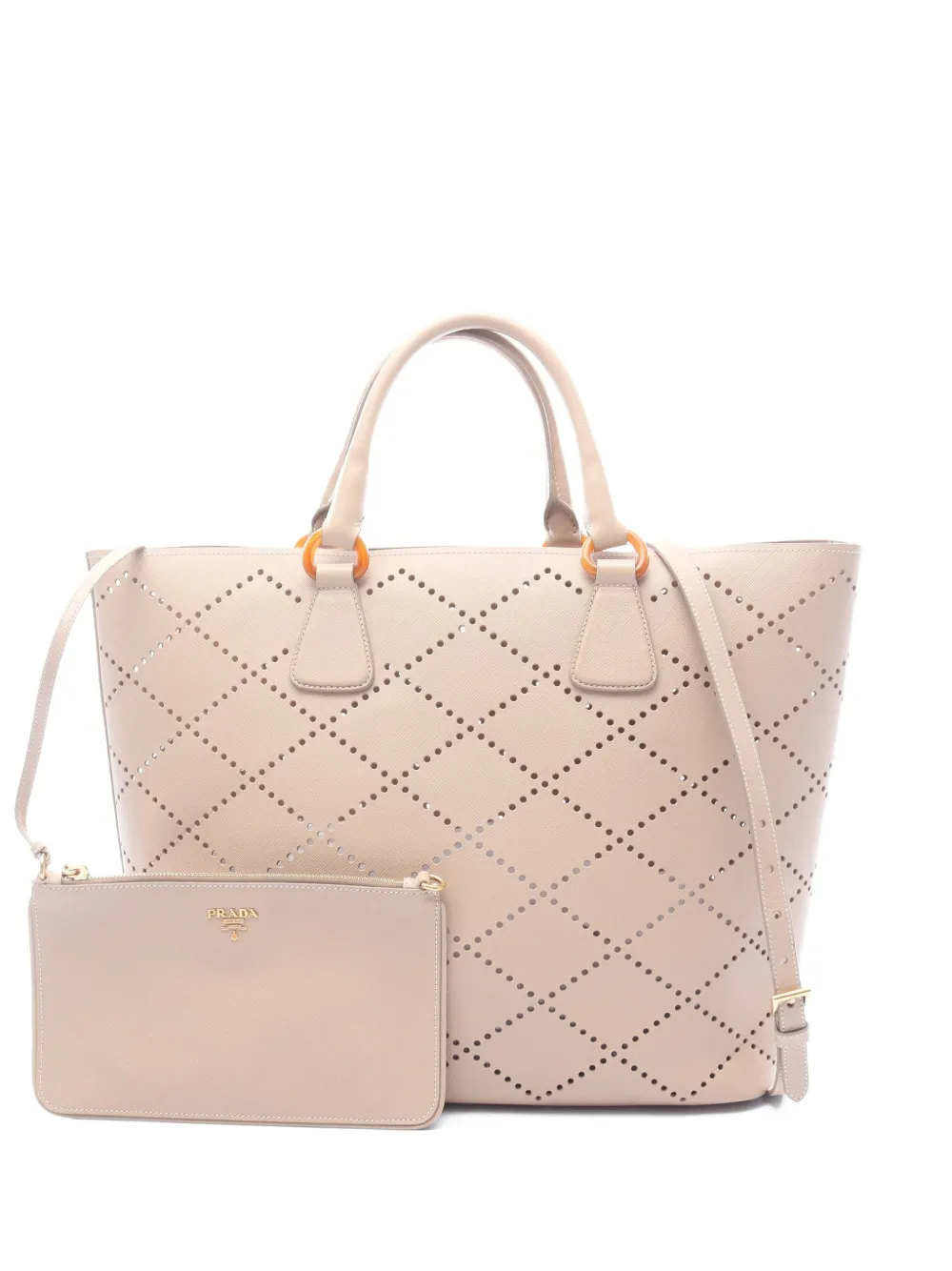 Prada Pre-Owned 2000s perforated leather tote bag - Toni neutri