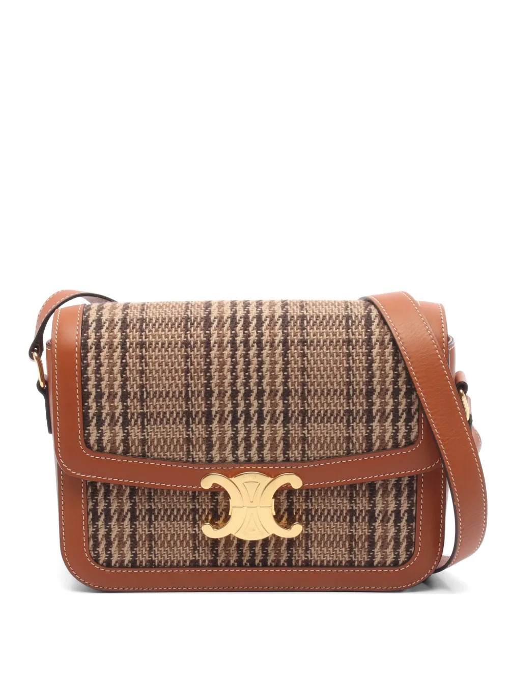 Celine Pre-Owned 2010s Triomphe tweed shoulder bag - Toni neutri