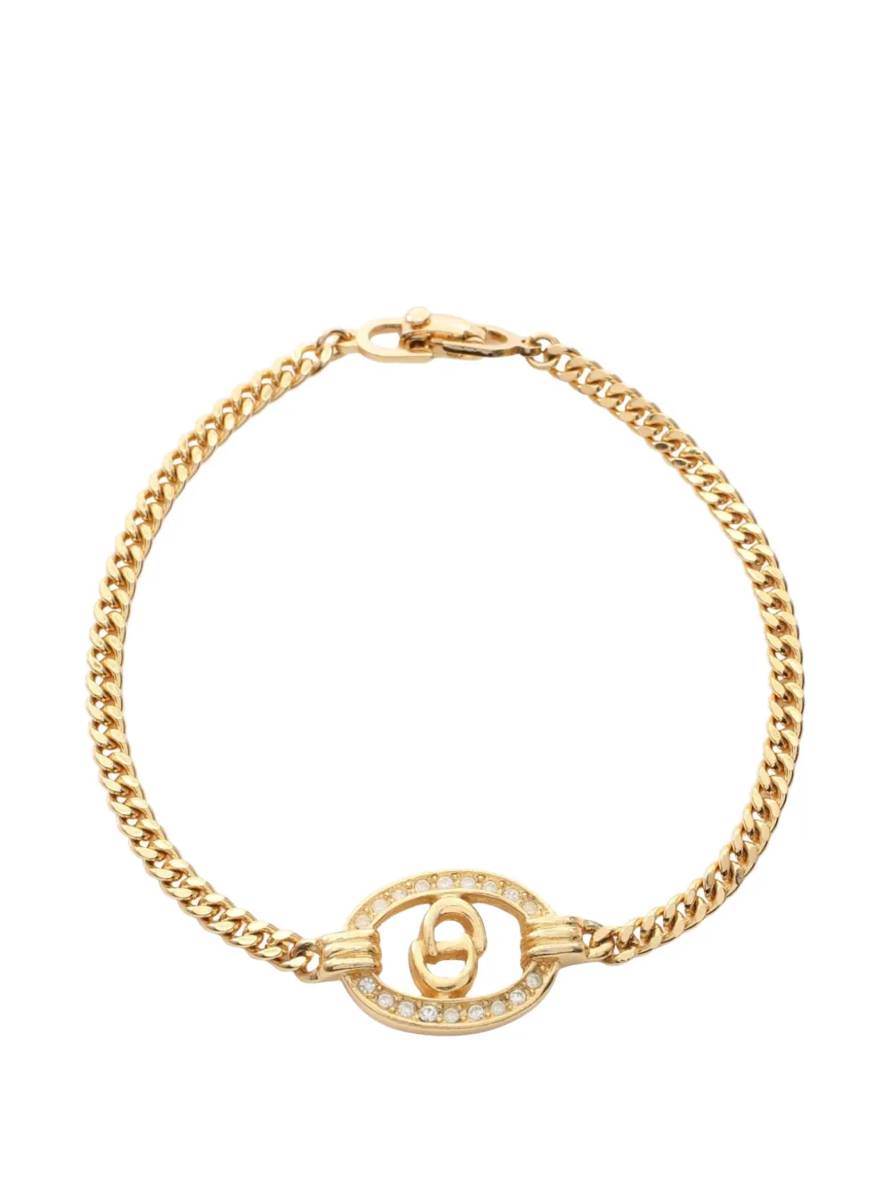 Christian Dior Pre-Owned CD logo rhinestone bracelet - Oro