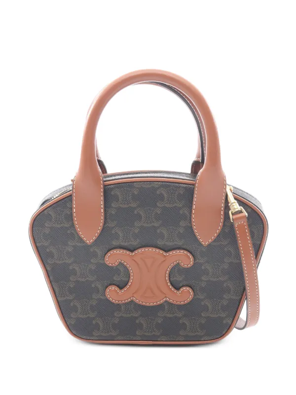 Celine Pre-owned 2010s Mini Bowling Triomphe Handbag in Brown