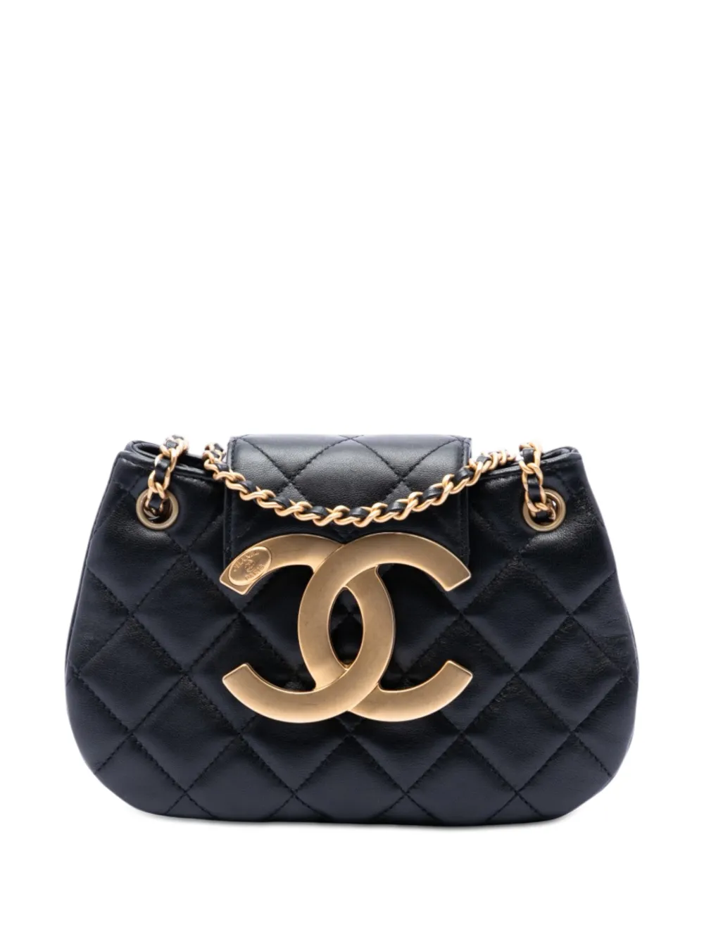 CHANEL Pre-Owned 2021-2026 Small Quilted Lambskin Giant CC Chain Compartment Messenger Bag crossbody bag - Nero