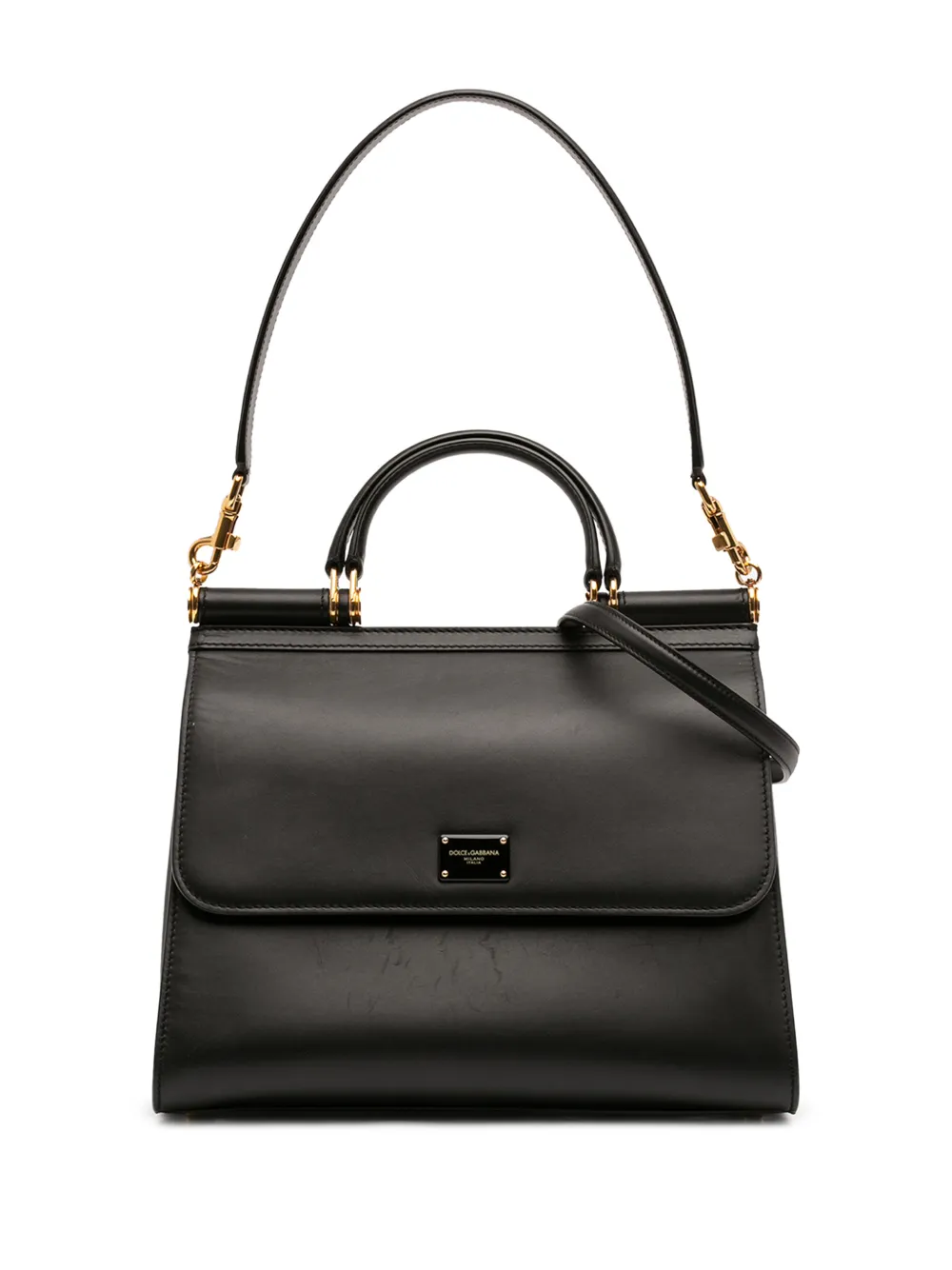 Dolce & Gabbana Pre-Owned 2015-2026 Large Calfskin Sicily 58 satchel - Nero