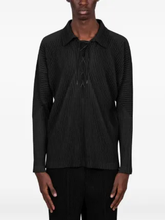 Homme Plissé Issey Miyake レースアップ シャツ | ブラック | FARFETCH JP
