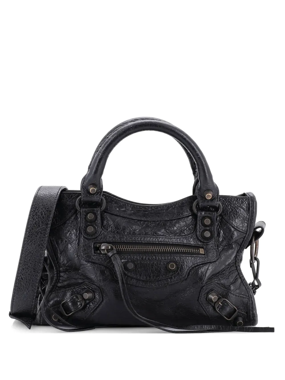Pre-owned Balenciaga City Classic Studs Bag Leather Mini Satchel In Black