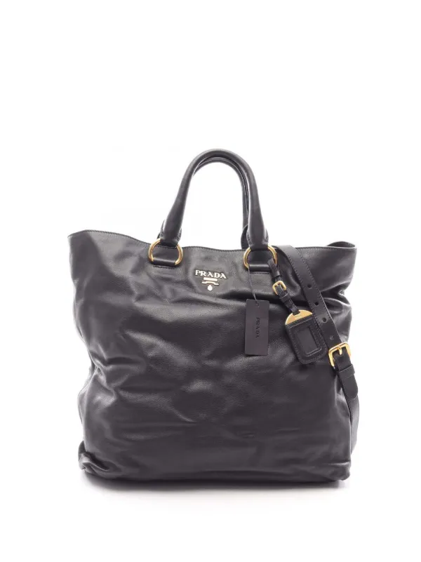 Prada Pre-owned 2010-2026 Soft Calfskin Tote Bag in Black