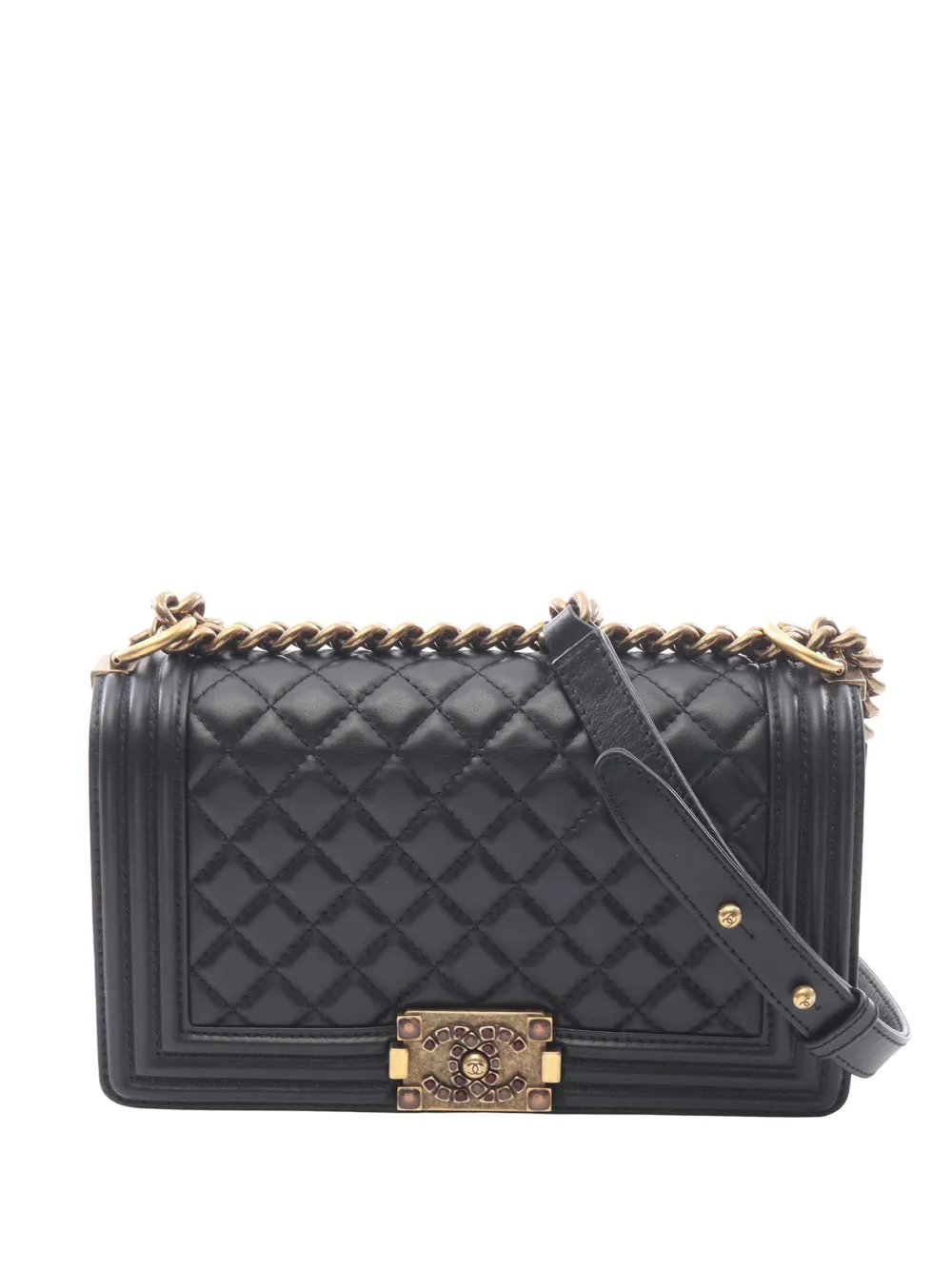 CHANEL Pre-Owned 2020 Old Medium Quilted Lambskin Bijoux Boy Flap crossbody bag - Nero