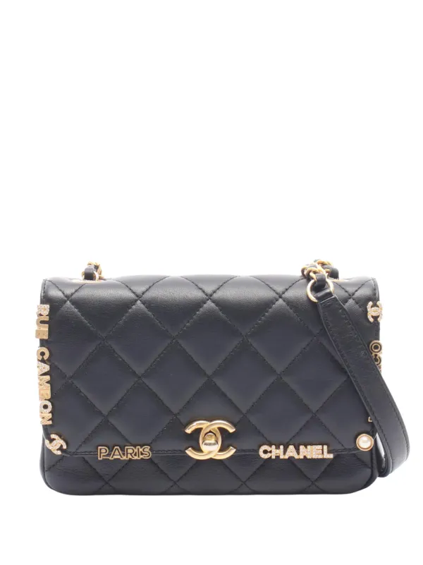 Chanel Pre-owned 2021-2026 Mini Quilted Lambskin Paris Monaco Flap Crossbody Bag in Black