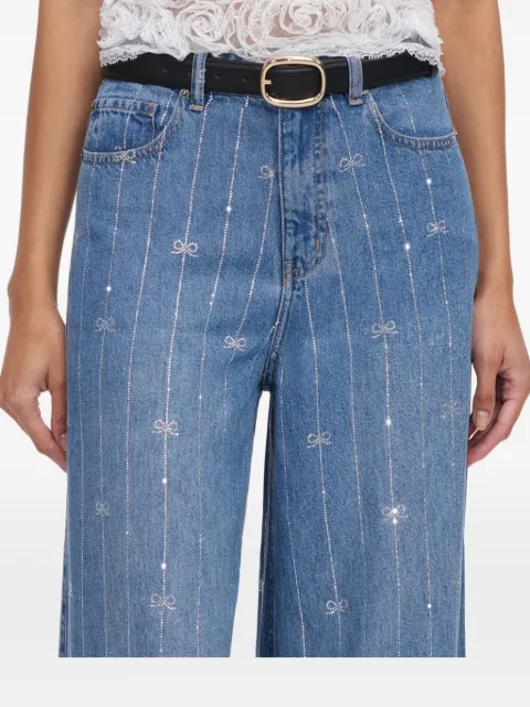 Self-Portrait rhinestone-embellished bow-print jeans