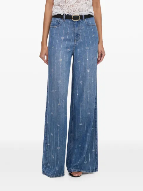 Self-Portrait rhinestone-embellished bow-motif jeans