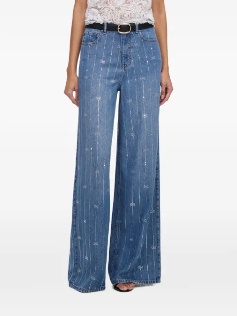 Self-Portrait rhinestone stripe denim jeans