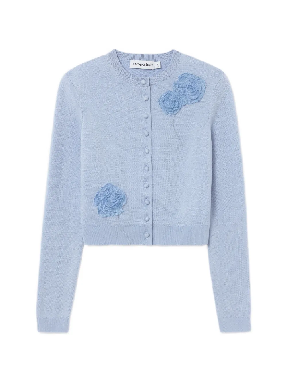 Self-Portrait floral-motif button-up knit cardigan - Blu