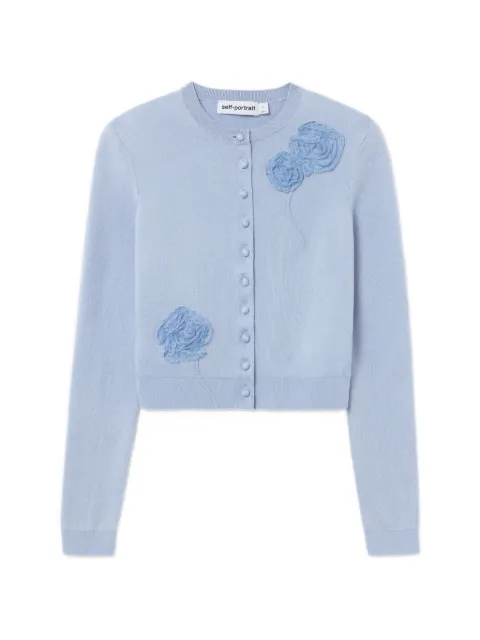 Self-Portrait cardigan med knapper og blondeapplikation
