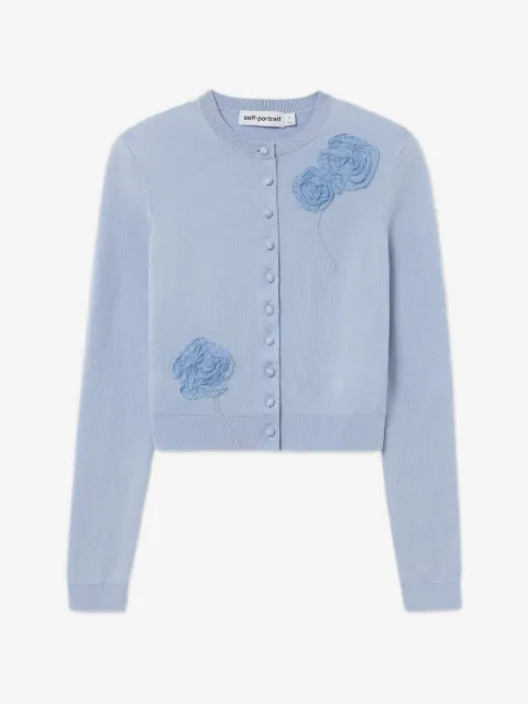 Self-Portrait blue flower knit cardigan
