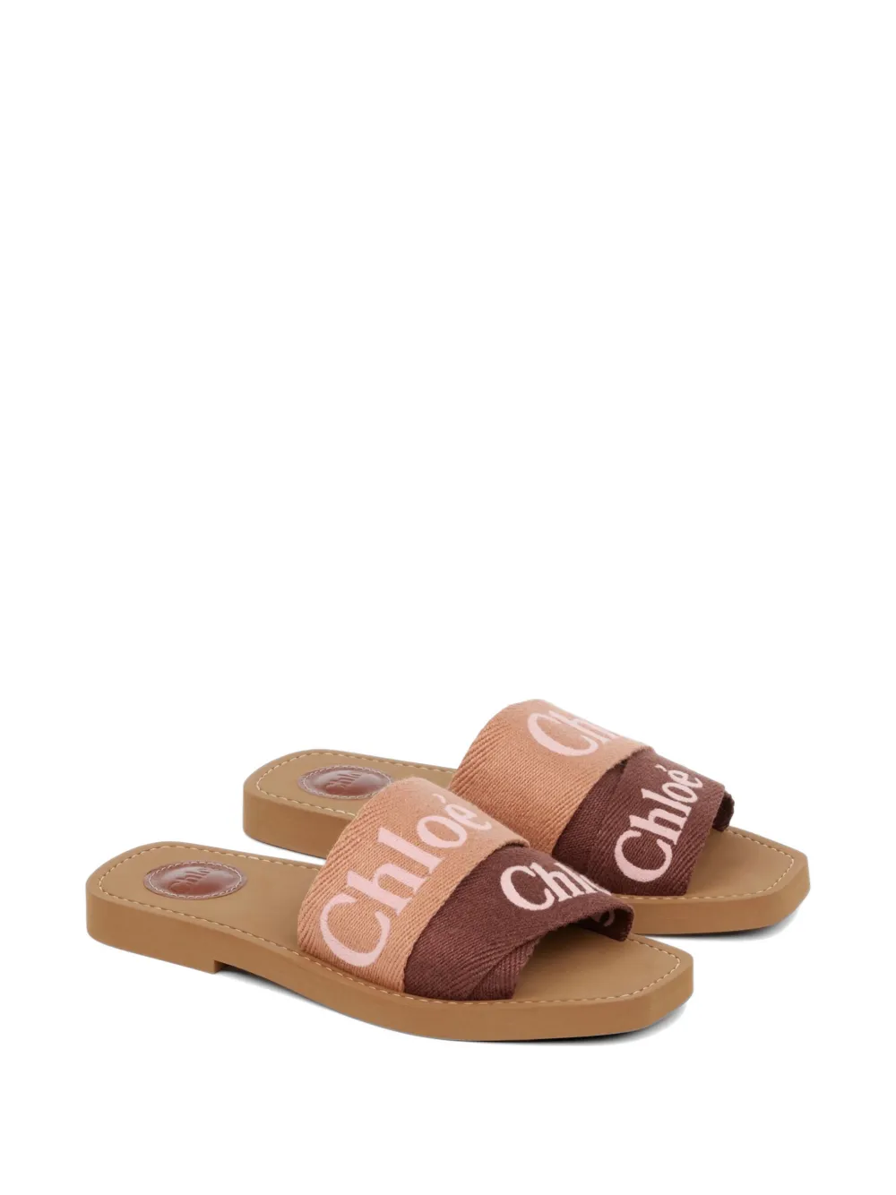 Chloé Woody logo-embroidered flat sandals Roze