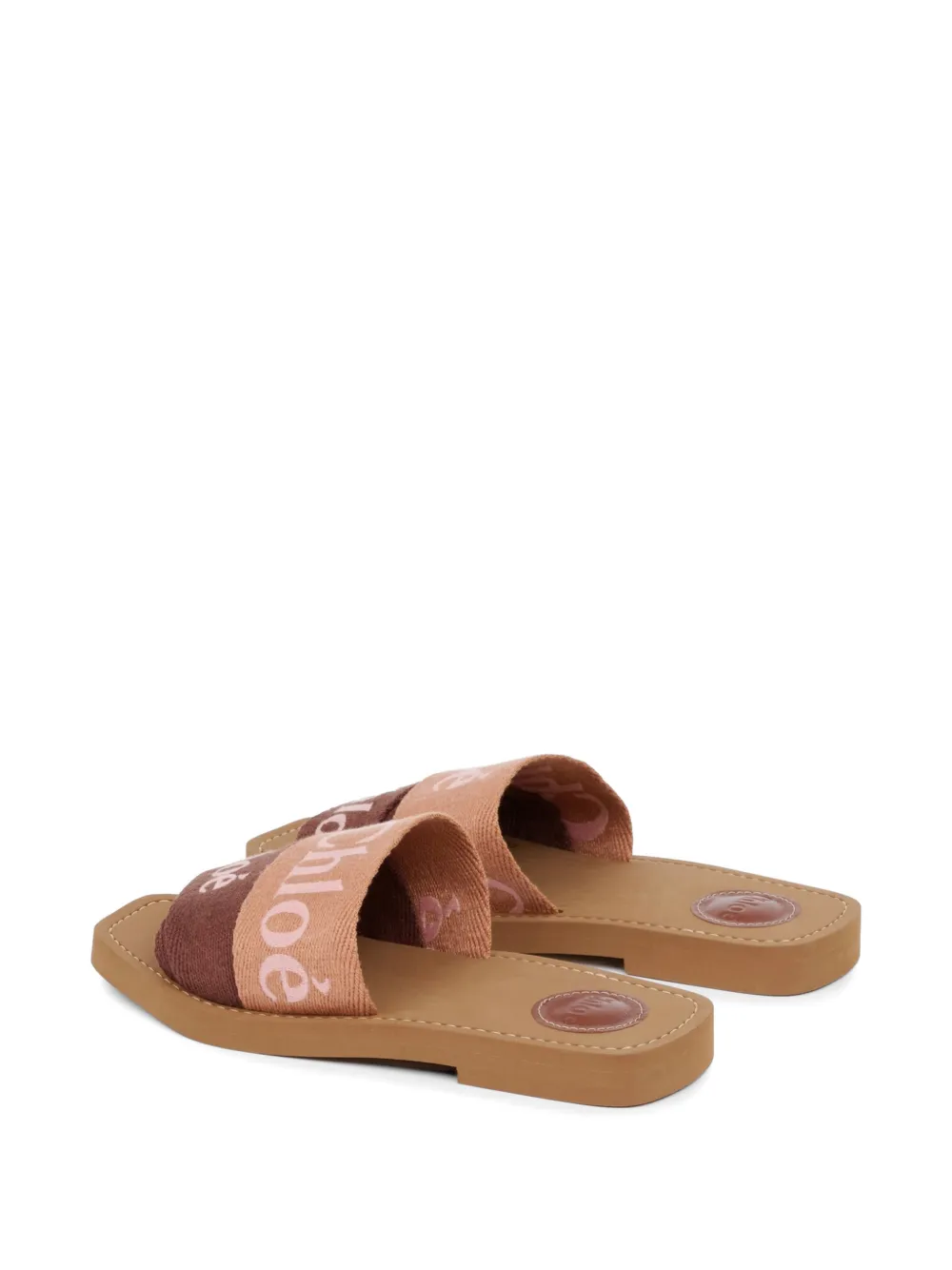 Chloé Woody logo-embroidered flat sandals Roze