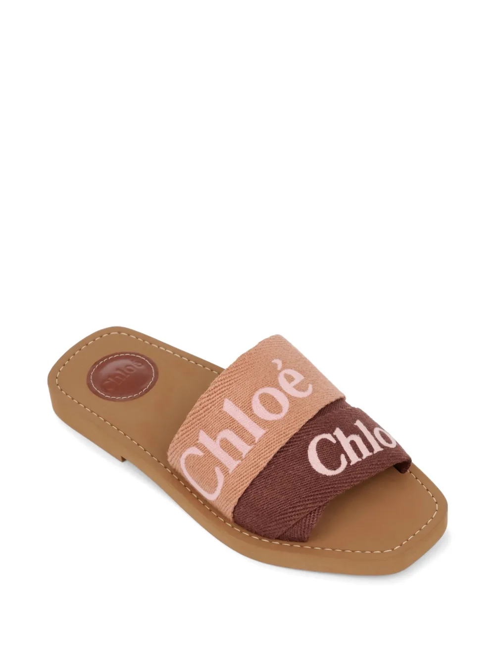Chloé Woody logo-embroidered flat sandals Roze