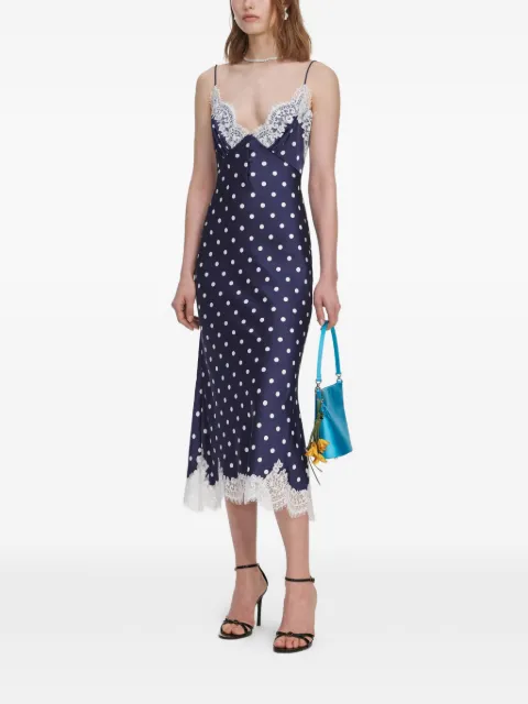 Self-Portrait polka-dot lace-trim midi dress