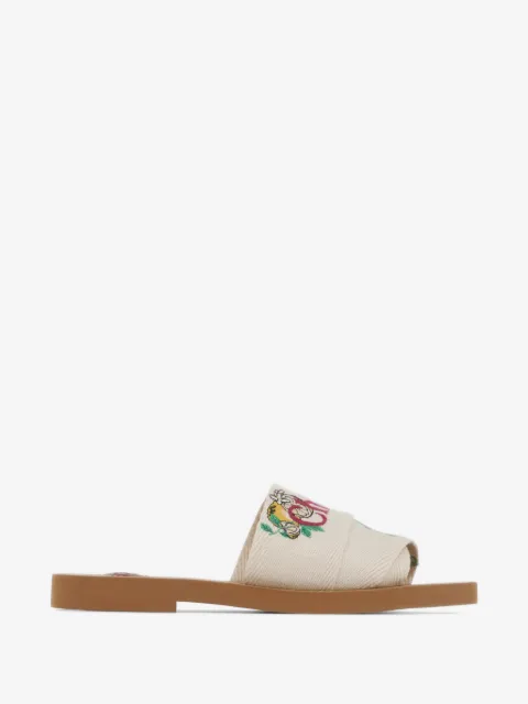 Chloé Woody embroidered logo-print sandals