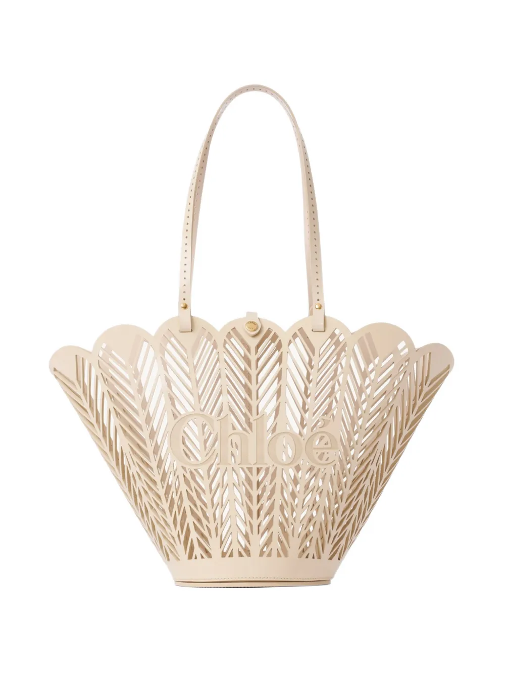 Chloé Soleil cut-out logo-debossed tote bag - Nude