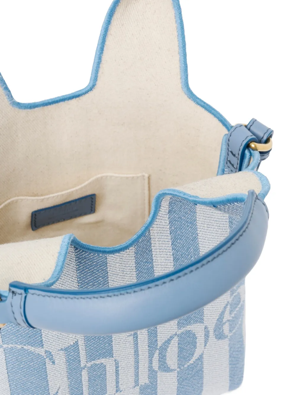 Chloé Stripy mini-shopper met jacquard Blauw
