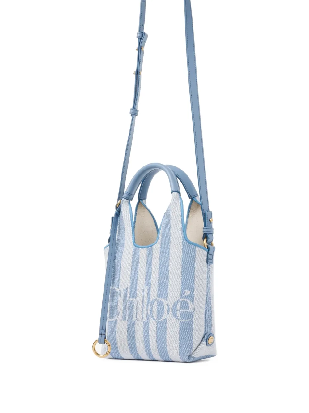 Chloé Stripy mini-shopper met jacquard Blauw