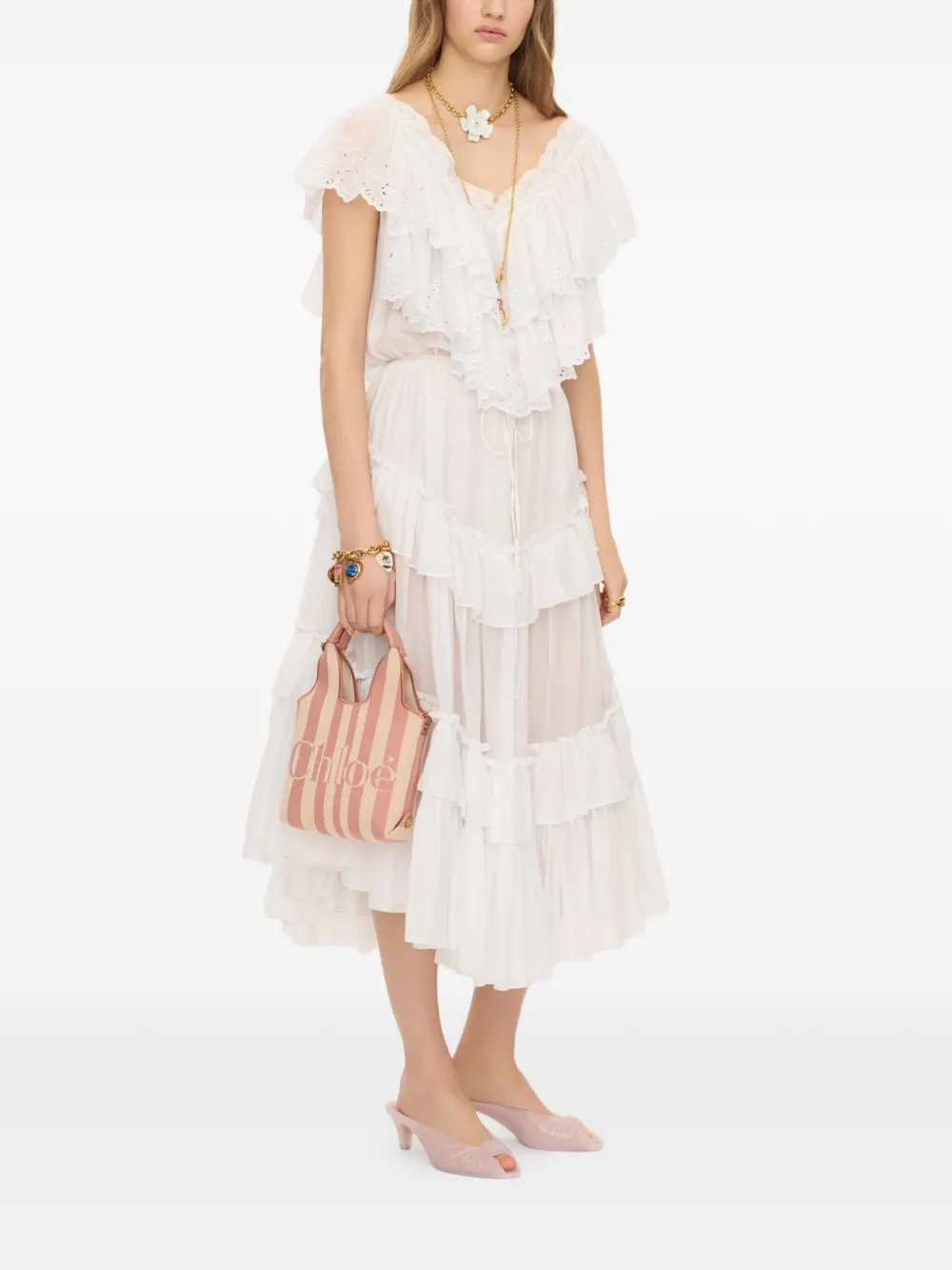 Chloé mini striped tote bag - Pink