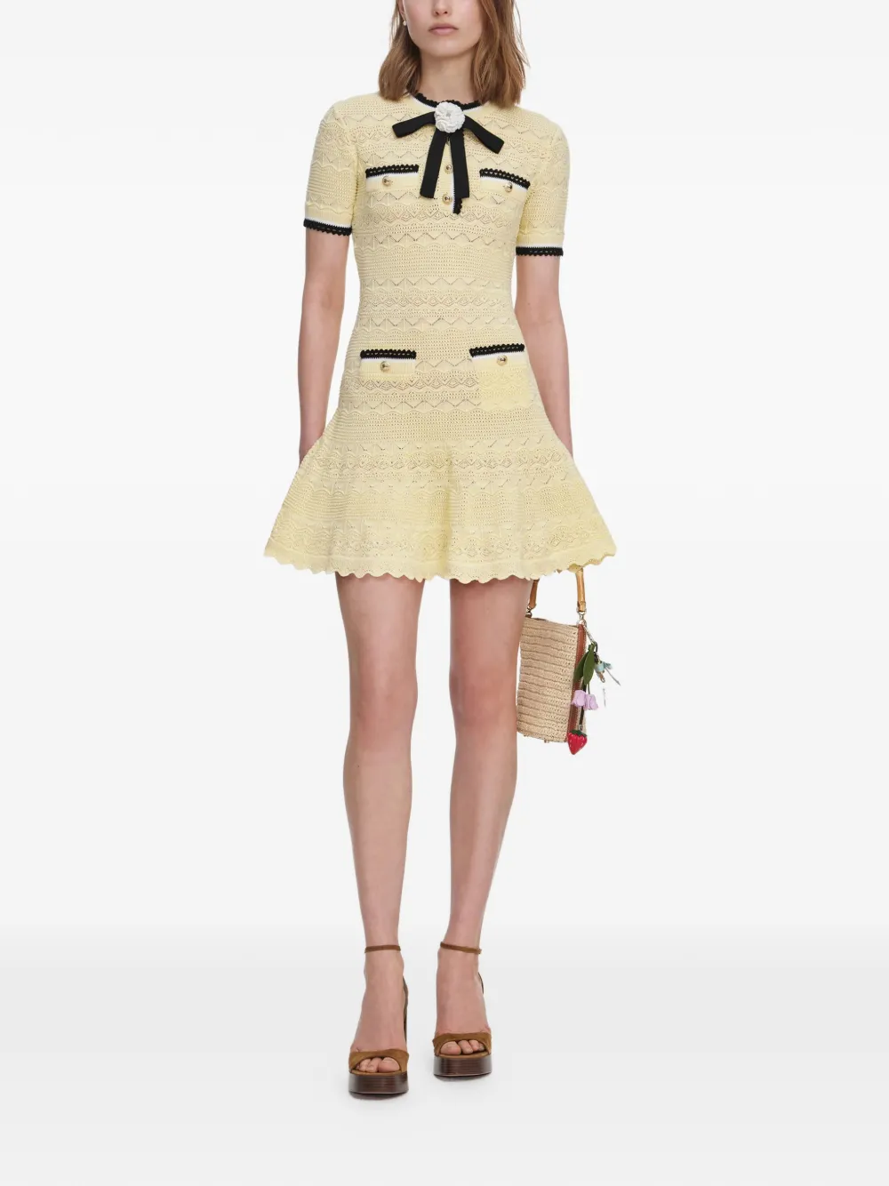 Self-Portrait knitted midi ress - Yellow