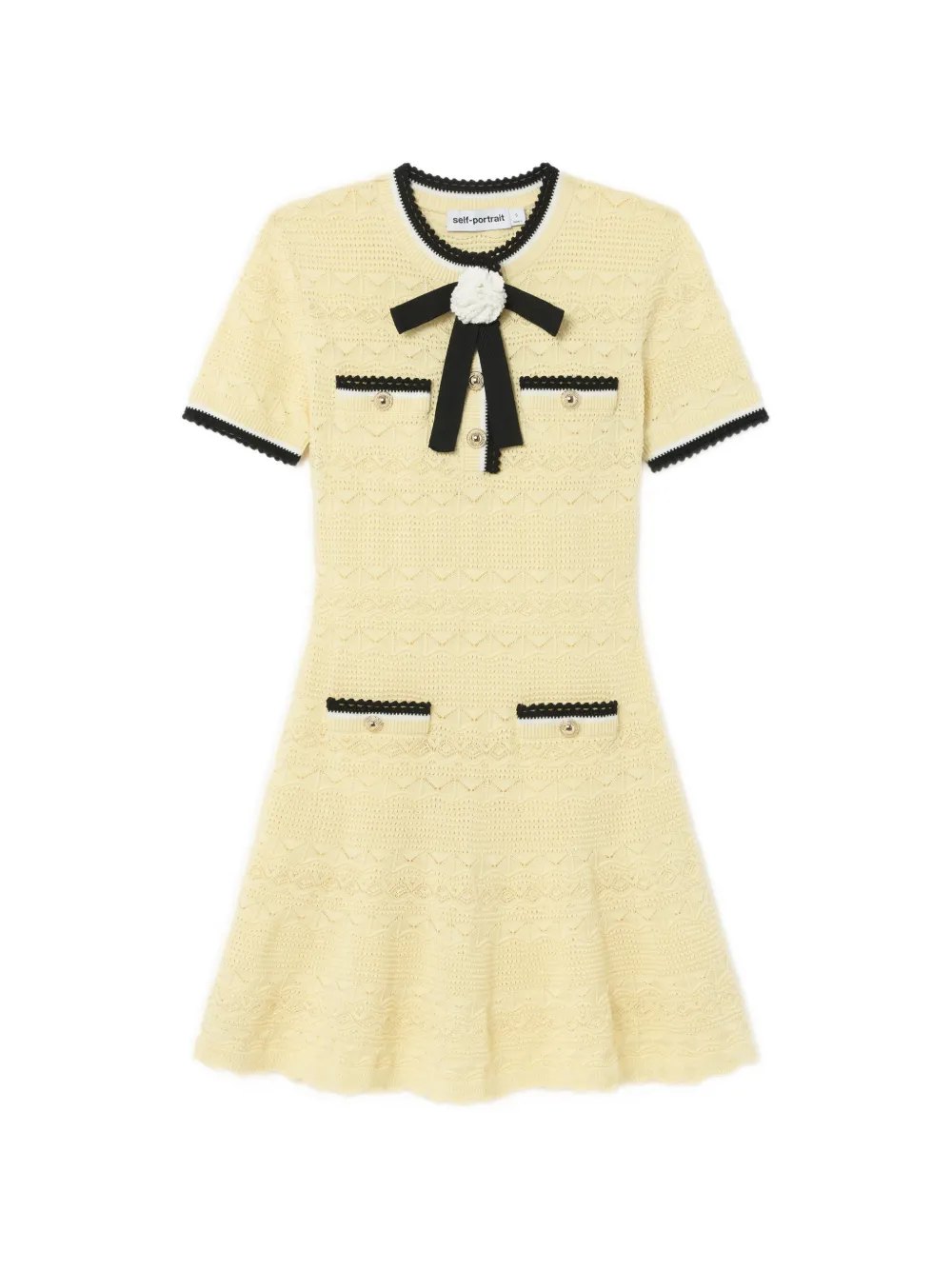 Self-Portrait knitted midi ress - Giallo