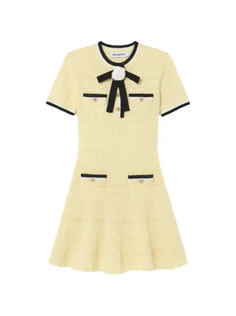 Self-Portrait yellow pointelle knit mini dress