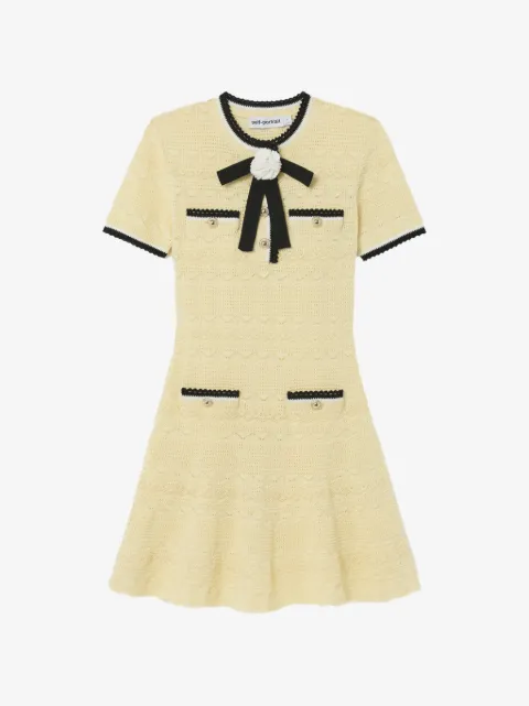 Self-Portrait yellow pointelle knit mini dress