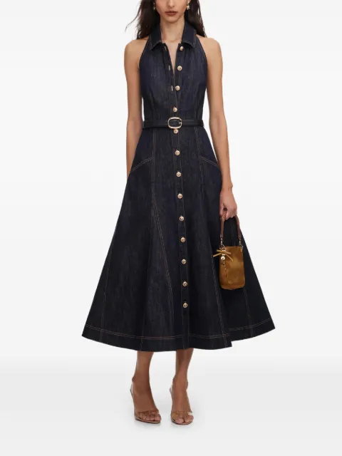 Self-Portrait denim midi dress
