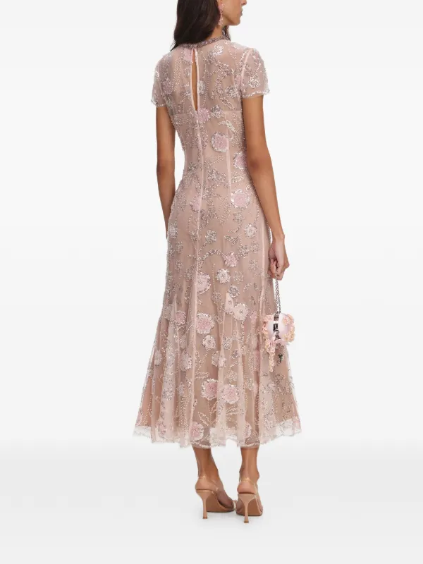 self-portrait floral embroidered midi dress self-portrait - White Flower Lace Midi Dress