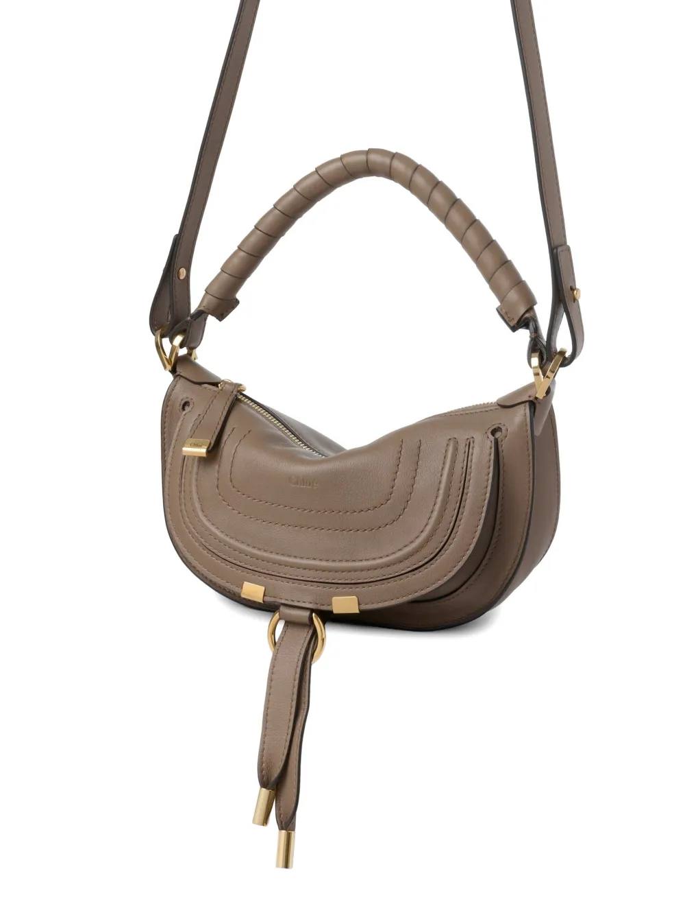 Chloé Marcie mini-schoudertas van zacht leer Beige