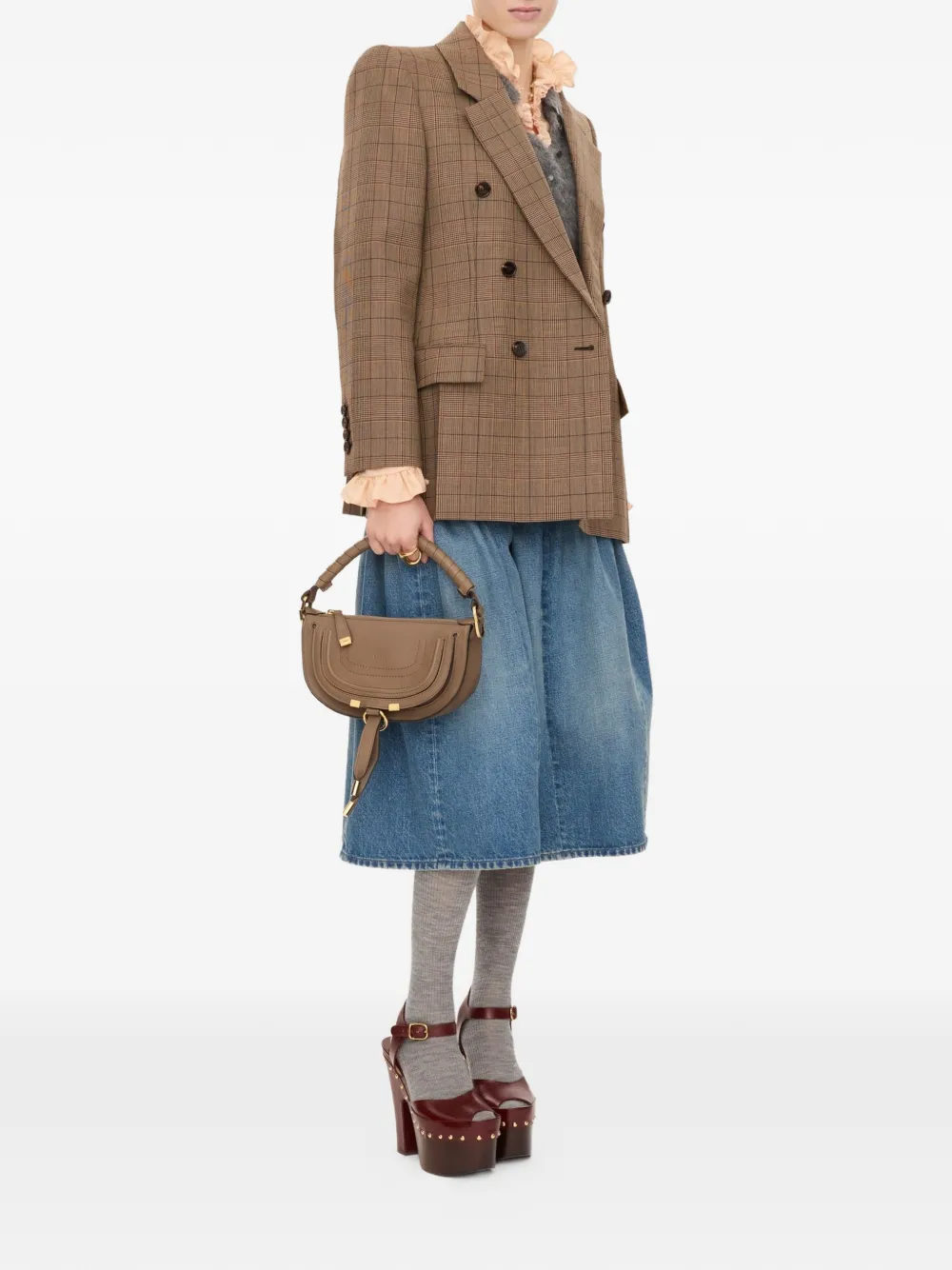 Chloé Marcie mini-schoudertas van zacht leer Beige