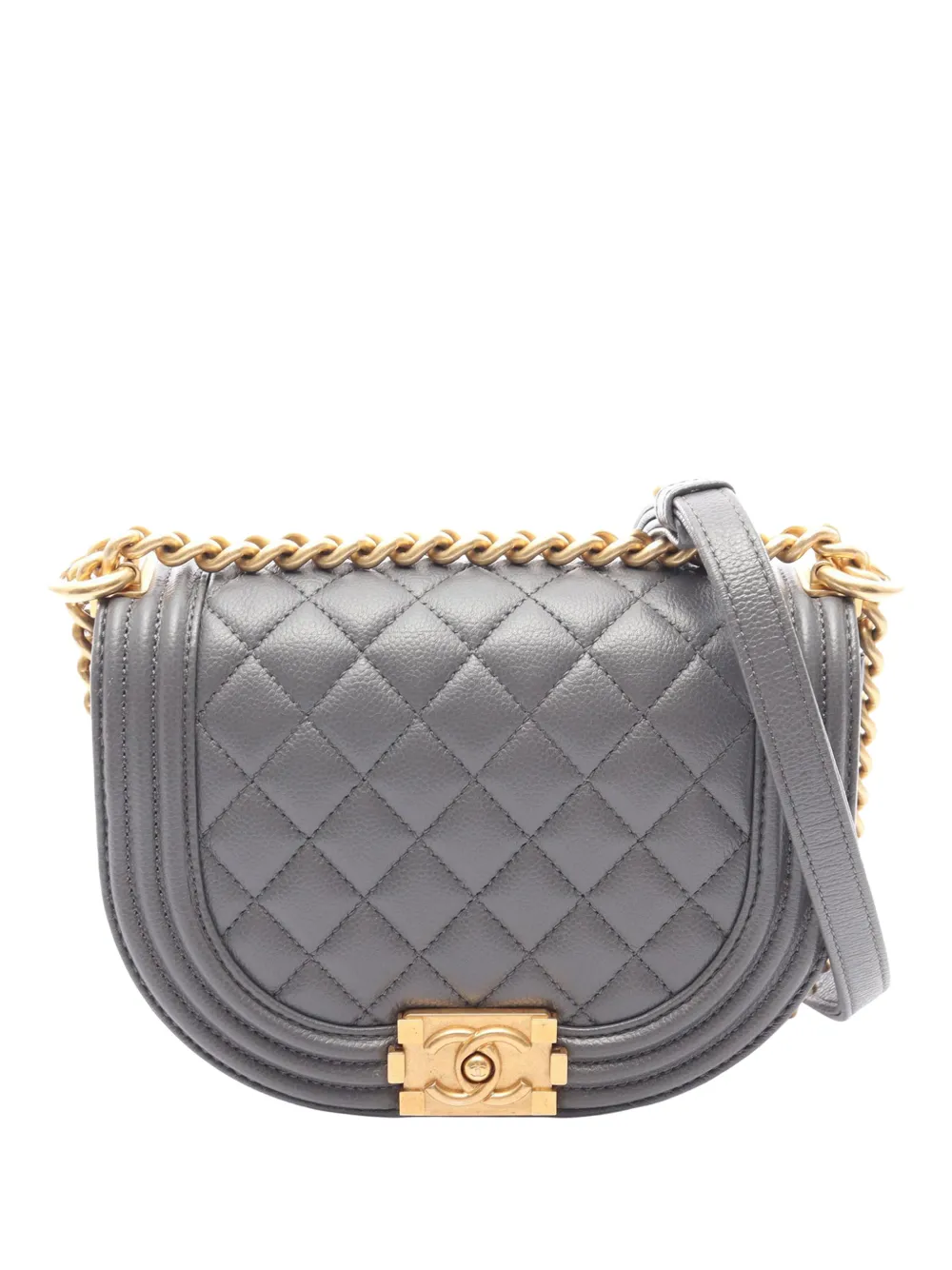 CHANEL Pre-Owned 2021-2026 Small Quilted Caviar Boy Messenger Bag shoulder bag - Grigio