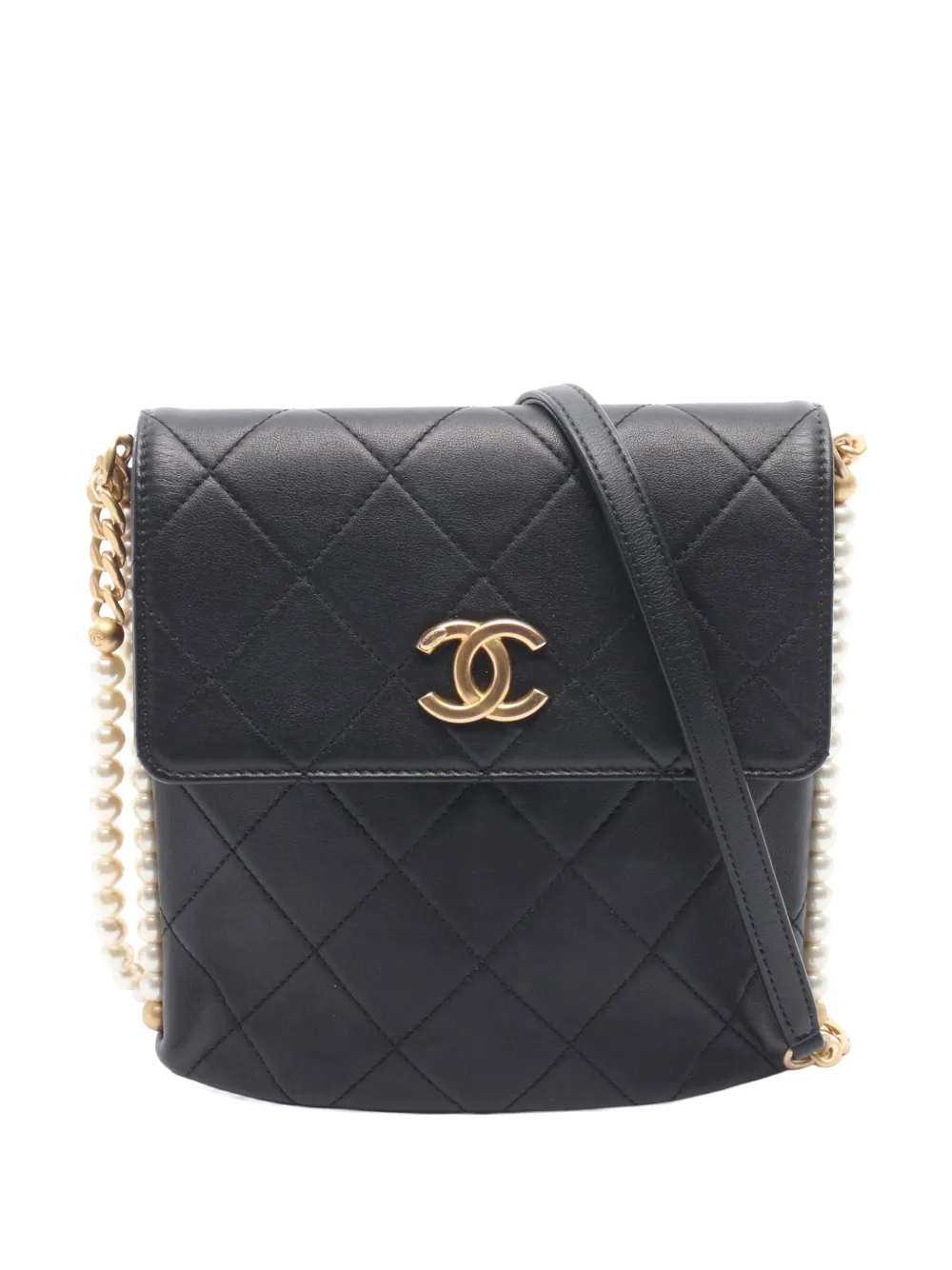 CHANEL Pre-Owned 2021 Small Quilted Calfskin About Pearls Hobo crossbody bag - Schwarz