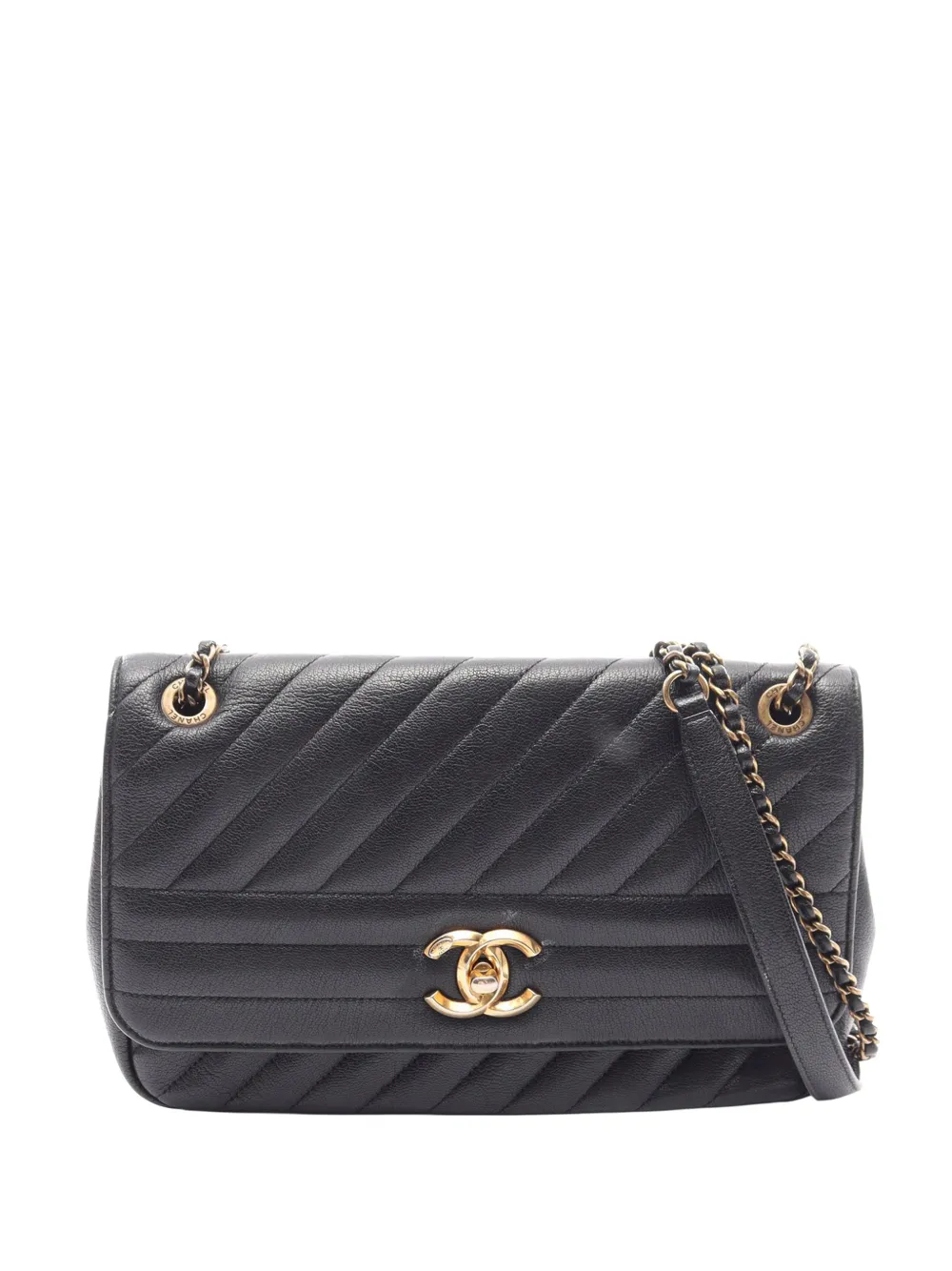 CHANEL Pre-Owned 2016-2017 Small CC Diagonal Quilted Goatskin Flap shoulder bag - Nero