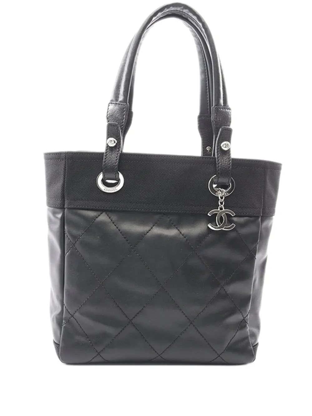 CHANEL Pre-Owned 2010-2011 Small Quilted Coated Canvas Paris Biarritz tote bag - Nero